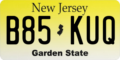 NJ license plate B85KUQ