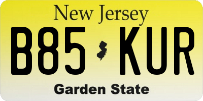 NJ license plate B85KUR