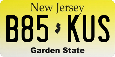 NJ license plate B85KUS