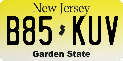 NJ license plate B85KUV