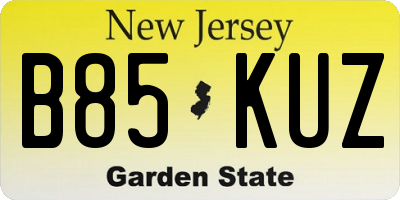 NJ license plate B85KUZ