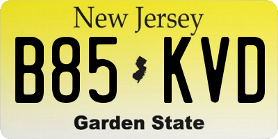 NJ license plate B85KVD