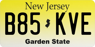 NJ license plate B85KVE