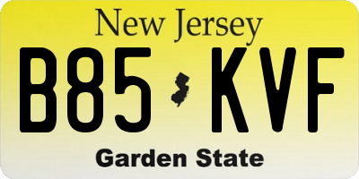 NJ license plate B85KVF