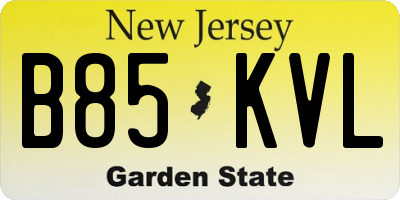 NJ license plate B85KVL
