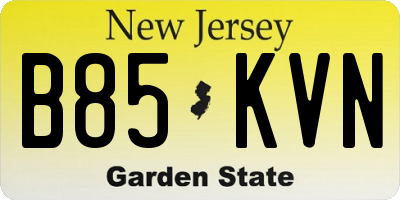 NJ license plate B85KVN