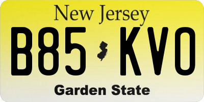 NJ license plate B85KVO