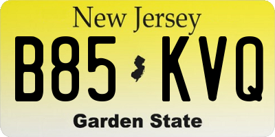 NJ license plate B85KVQ