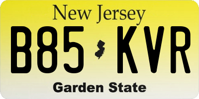 NJ license plate B85KVR