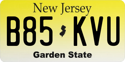 NJ license plate B85KVU