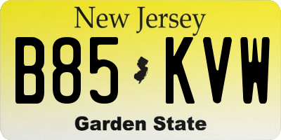 NJ license plate B85KVW