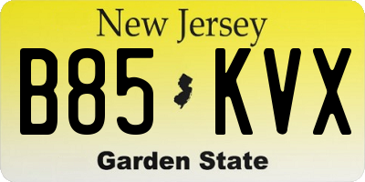 NJ license plate B85KVX