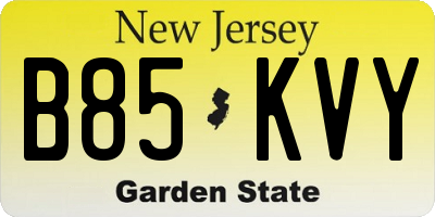 NJ license plate B85KVY