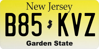 NJ license plate B85KVZ