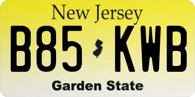NJ license plate B85KWB