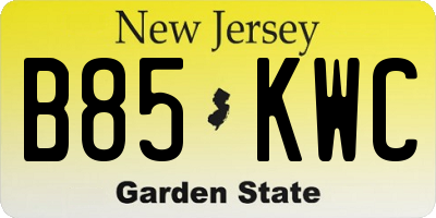NJ license plate B85KWC