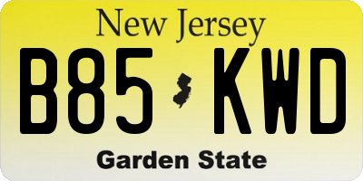 NJ license plate B85KWD