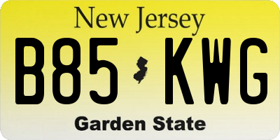 NJ license plate B85KWG