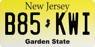 NJ license plate B85KWI