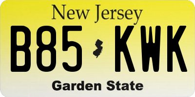 NJ license plate B85KWK