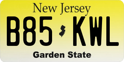 NJ license plate B85KWL