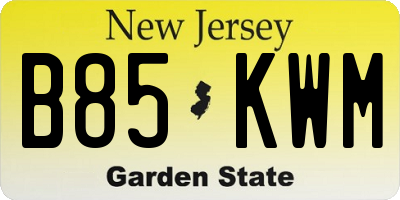 NJ license plate B85KWM