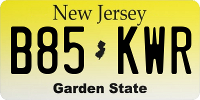 NJ license plate B85KWR