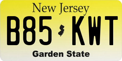 NJ license plate B85KWT