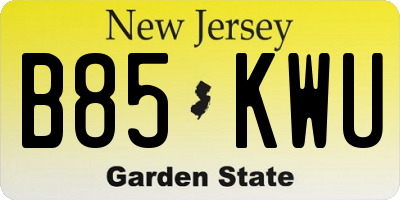 NJ license plate B85KWU