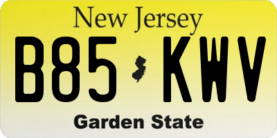 NJ license plate B85KWV