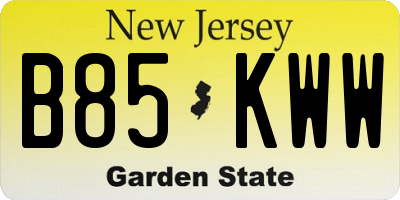 NJ license plate B85KWW