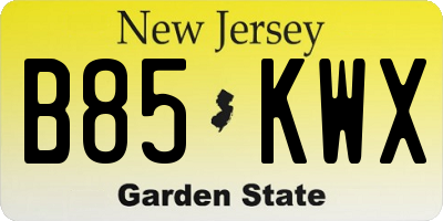 NJ license plate B85KWX