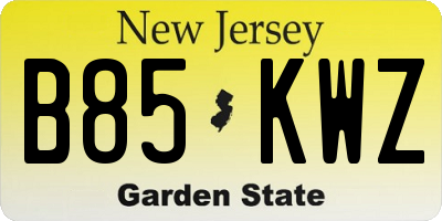 NJ license plate B85KWZ