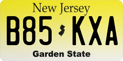 NJ license plate B85KXA