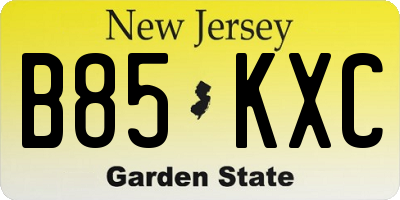 NJ license plate B85KXC