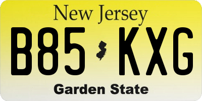 NJ license plate B85KXG
