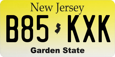 NJ license plate B85KXK
