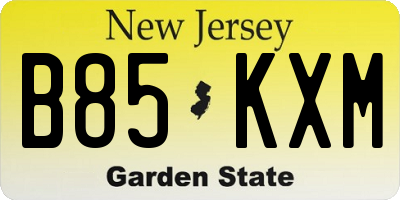 NJ license plate B85KXM