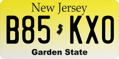 NJ license plate B85KXO