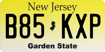 NJ license plate B85KXP