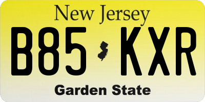 NJ license plate B85KXR
