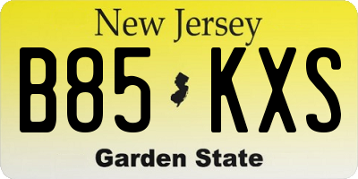 NJ license plate B85KXS
