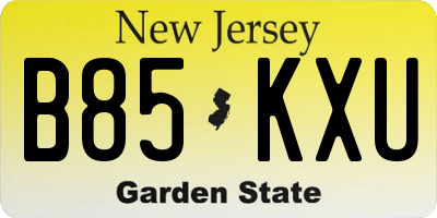NJ license plate B85KXU