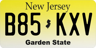 NJ license plate B85KXV