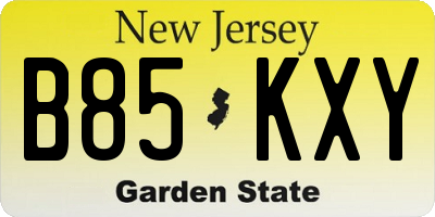 NJ license plate B85KXY
