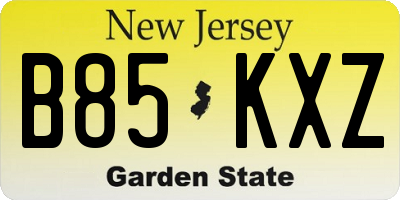 NJ license plate B85KXZ