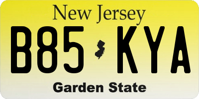 NJ license plate B85KYA