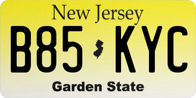 NJ license plate B85KYC