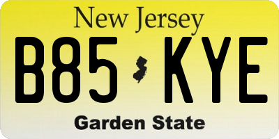 NJ license plate B85KYE