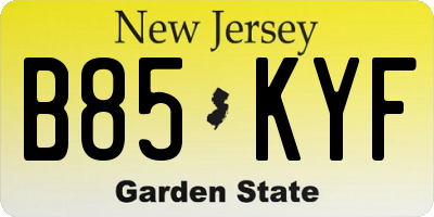NJ license plate B85KYF